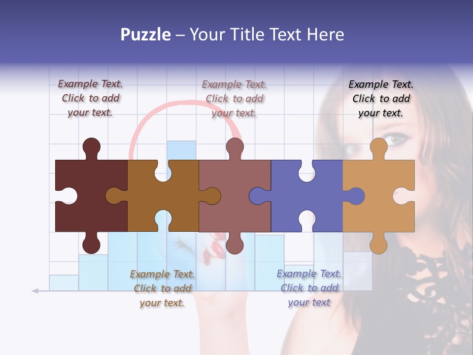 A Woman Holding A Magnifying Glass In Front Of Her Face PowerPoint Template