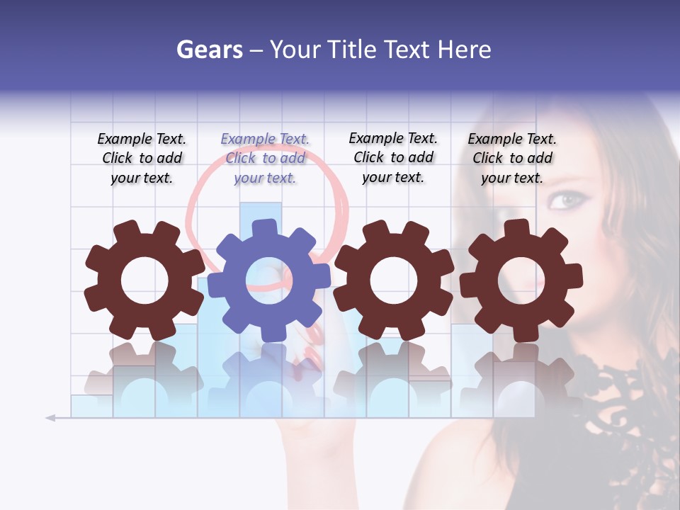 A Woman Holding A Magnifying Glass In Front Of Her Face PowerPoint Template