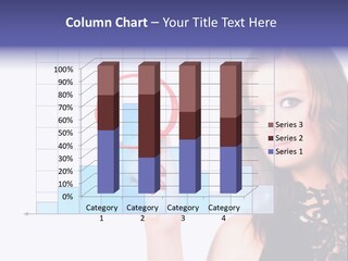 A Woman Holding A Magnifying Glass In Front Of Her Face PowerPoint Template