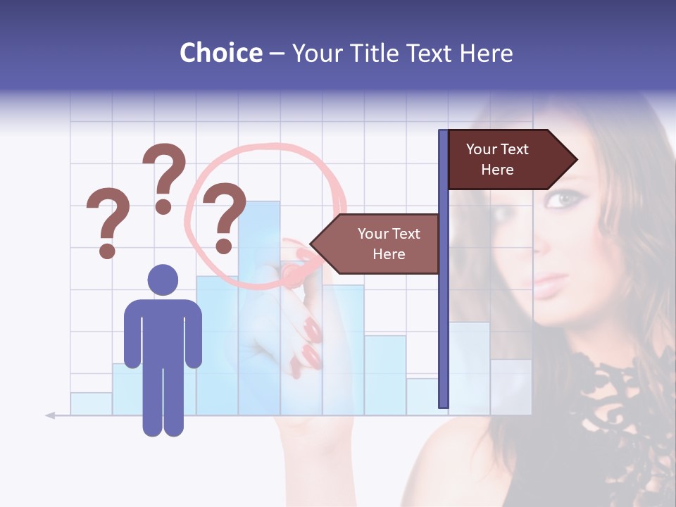 A Woman Holding A Magnifying Glass In Front Of Her Face PowerPoint Template
