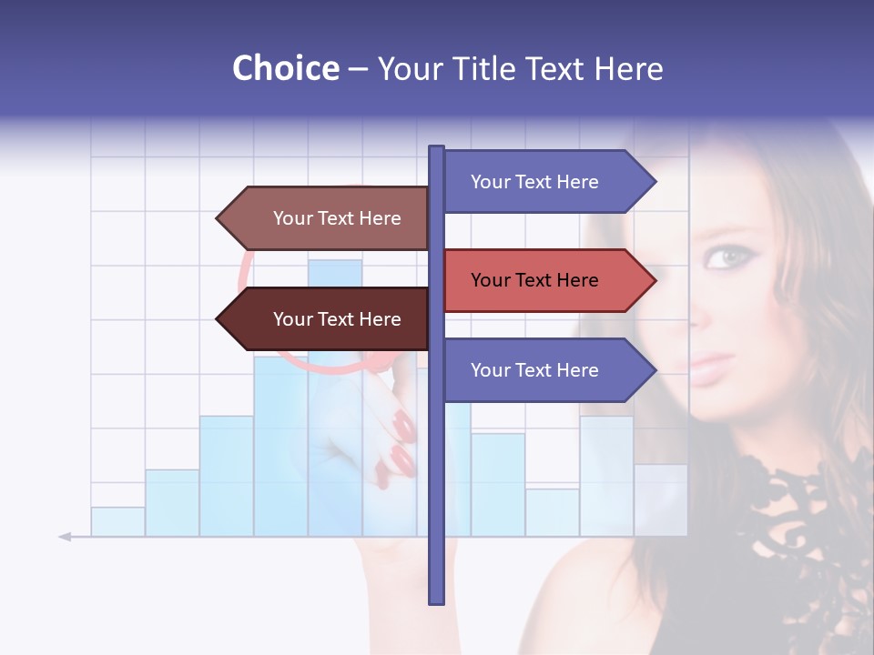 A Woman Holding A Magnifying Glass In Front Of Her Face PowerPoint Template