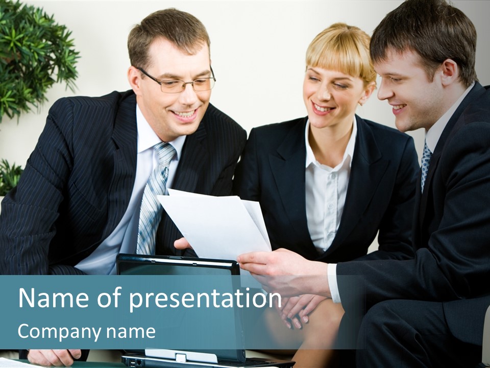 A Group Of Business People Sitting Around A Table PowerPoint Template