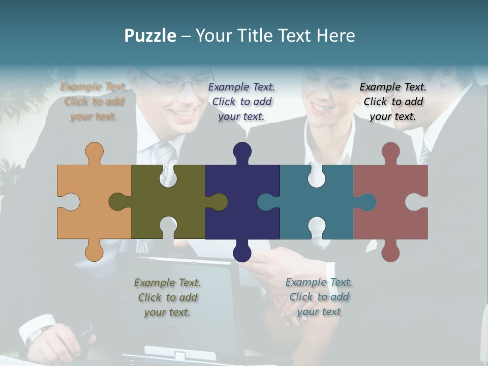 A Group Of Business People Sitting Around A Table PowerPoint Template