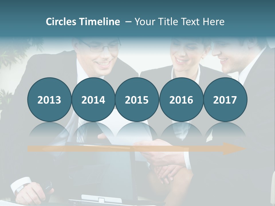A Group Of Business People Sitting Around A Table PowerPoint Template