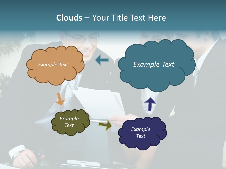 A Group Of Business People Sitting Around A Table PowerPoint Template