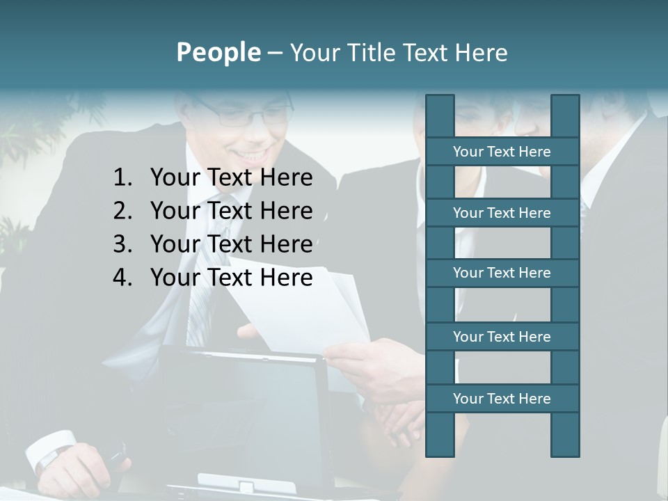 A Group Of Business People Sitting Around A Table PowerPoint Template