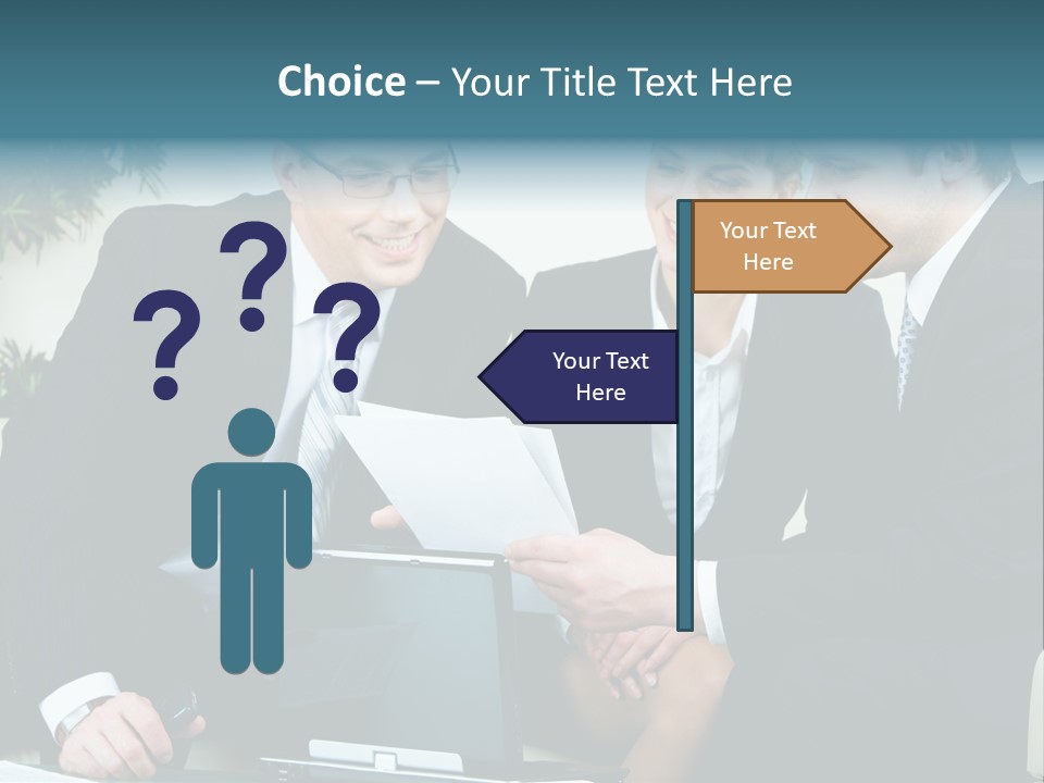 A Group Of Business People Sitting Around A Table PowerPoint Template