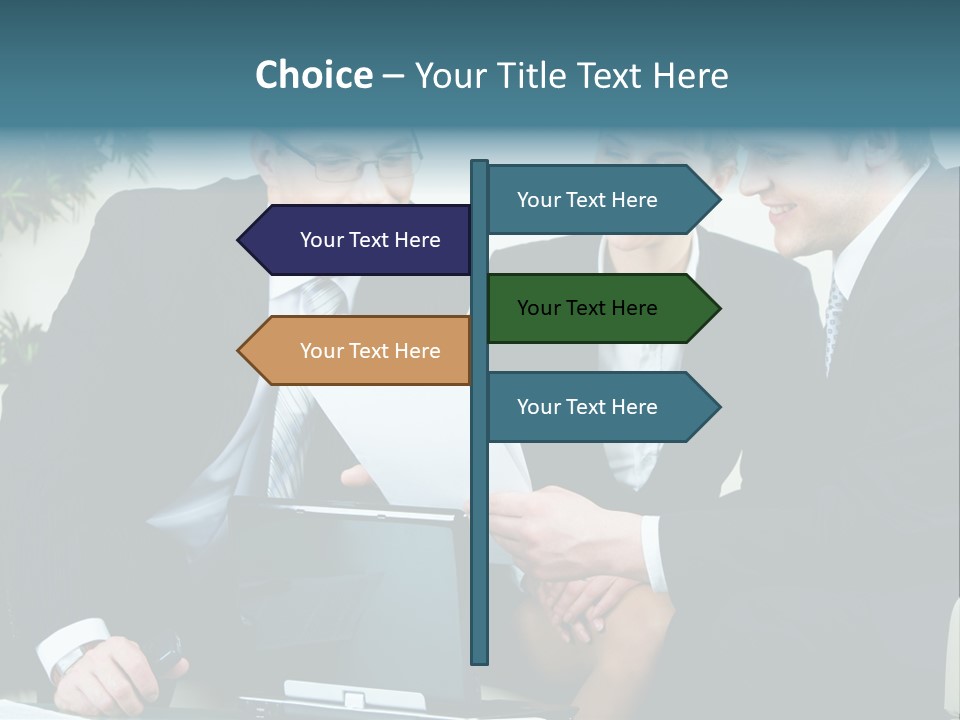 A Group Of Business People Sitting Around A Table PowerPoint Template
