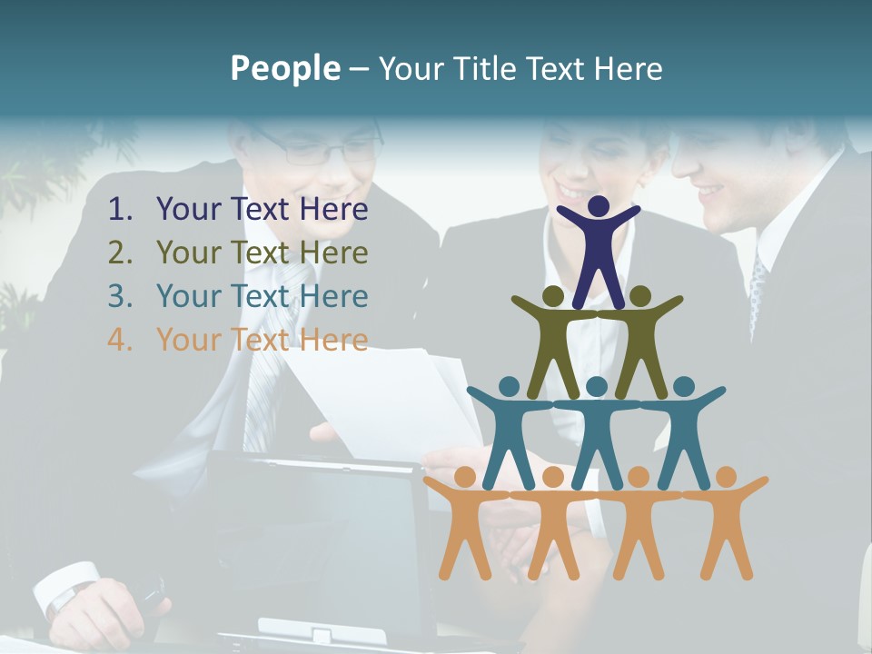 A Group Of Business People Sitting Around A Table PowerPoint Template
