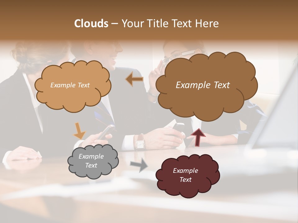 A Group Of Business People Sitting Around A Table PowerPoint Template