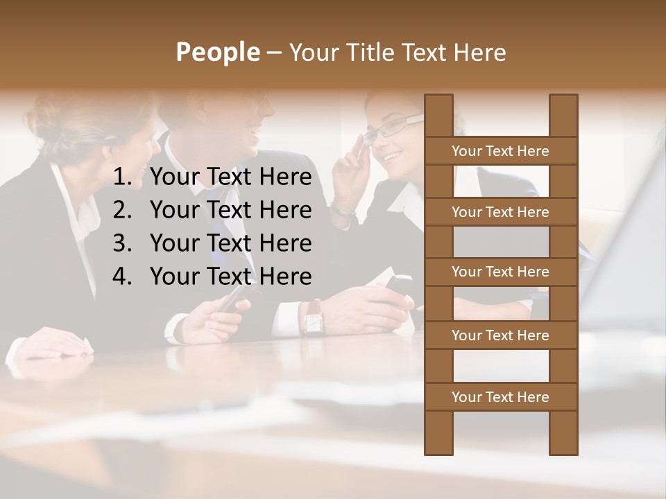 A Group Of Business People Sitting Around A Table PowerPoint Template
