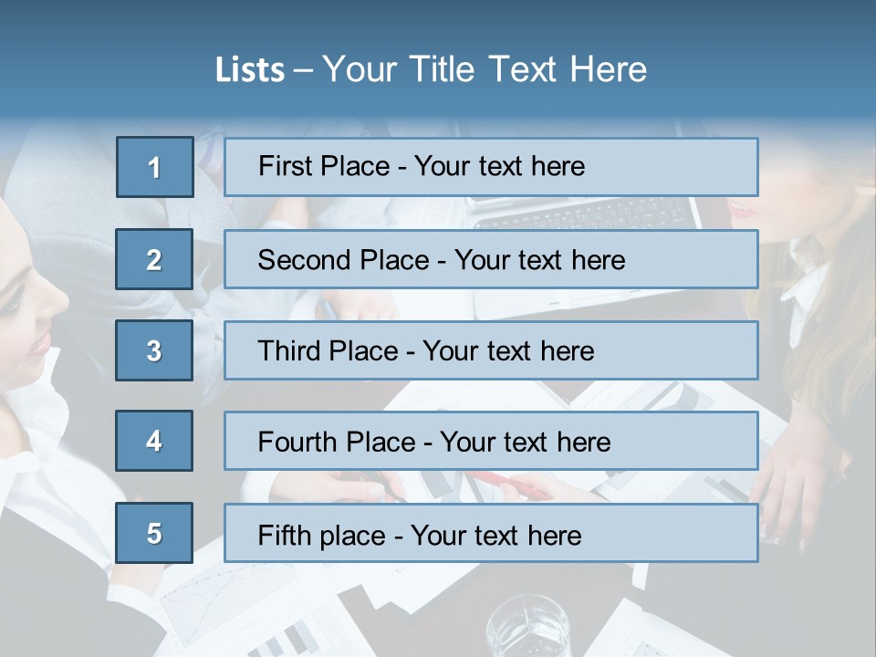 A Group Of People Sitting Around A Wooden Table PowerPoint Template