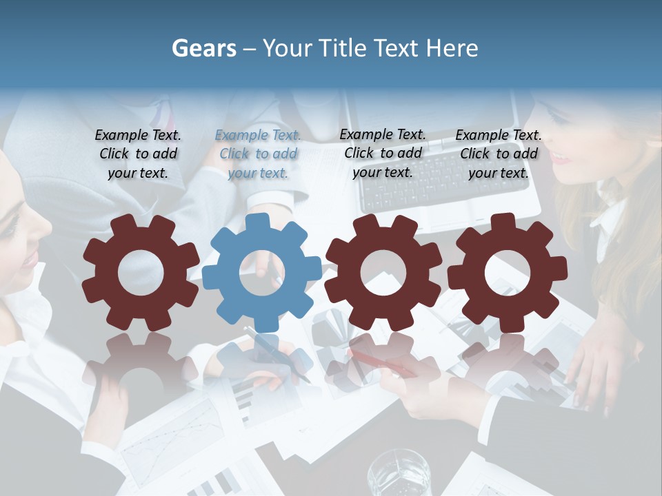 A Group Of People Sitting Around A Wooden Table PowerPoint Template