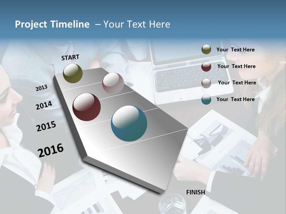 A Group Of People Sitting Around A Wooden Table PowerPoint Template