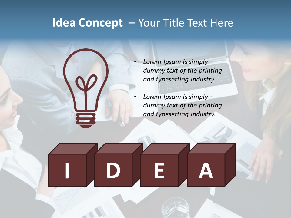 A Group Of People Sitting Around A Wooden Table PowerPoint Template