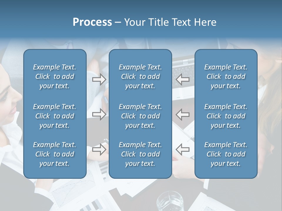 A Group Of People Sitting Around A Wooden Table PowerPoint Template