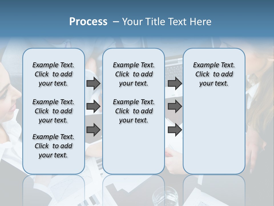 A Group Of People Sitting Around A Wooden Table PowerPoint Template