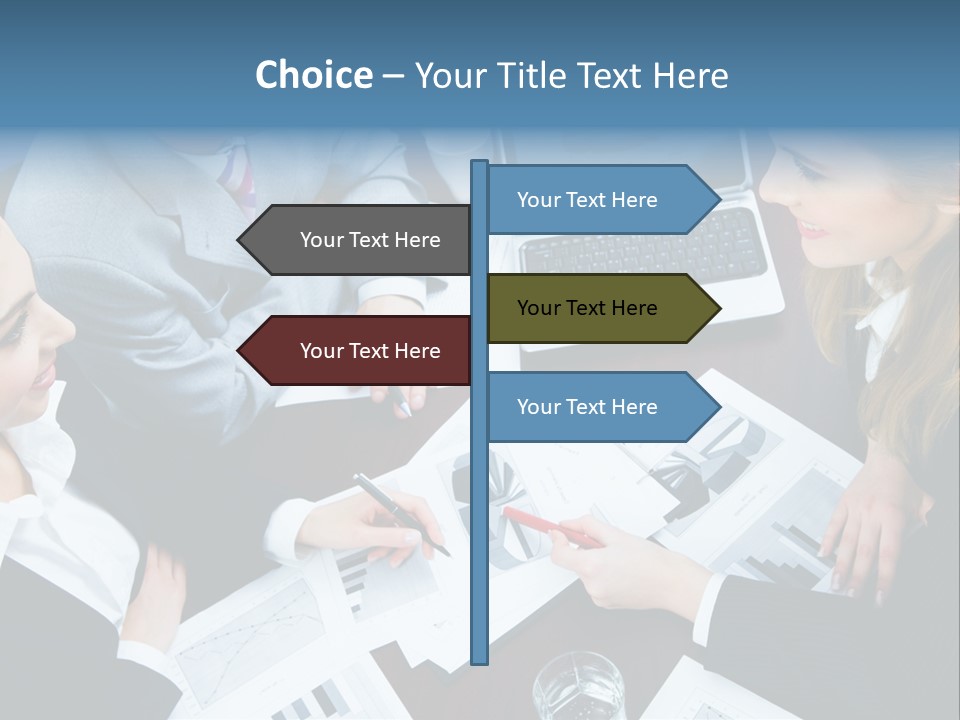 A Group Of People Sitting Around A Wooden Table PowerPoint Template