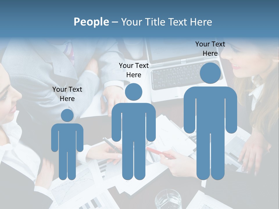 A Group Of People Sitting Around A Wooden Table PowerPoint Template