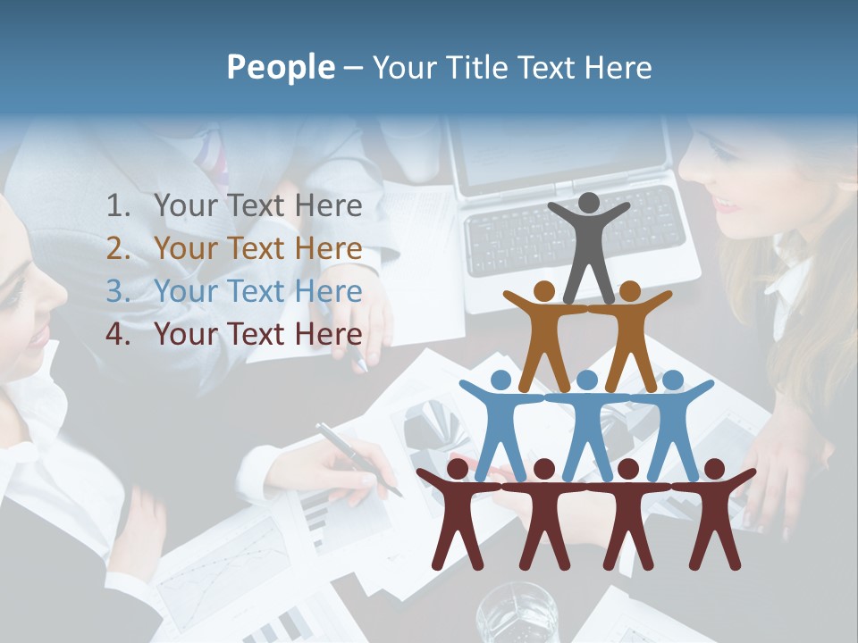 A Group Of People Sitting Around A Wooden Table PowerPoint Template