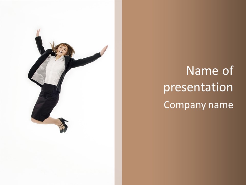 A Woman Jumping In The Air With Her Arms Outstretched PowerPoint Template