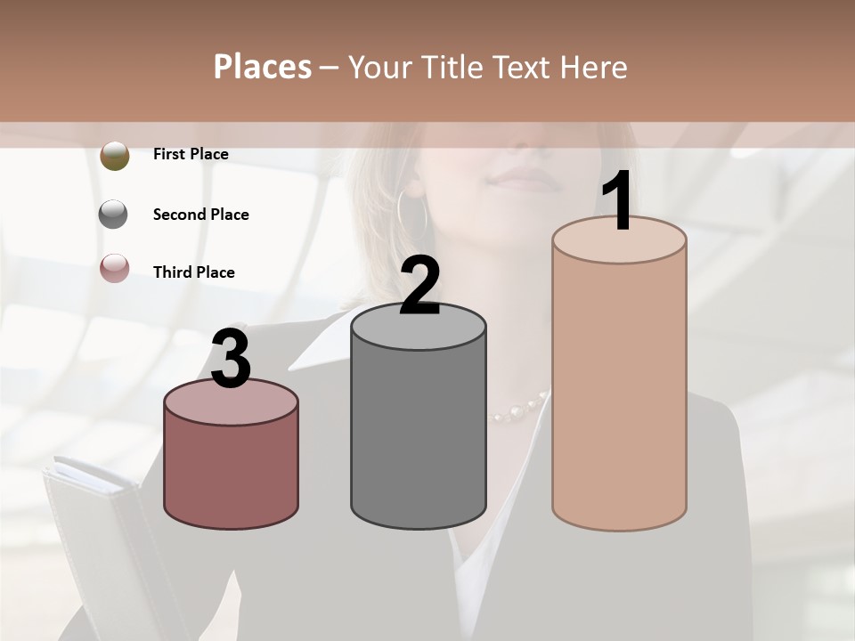 A Woman In A Business Suit Holding A Folder PowerPoint Template