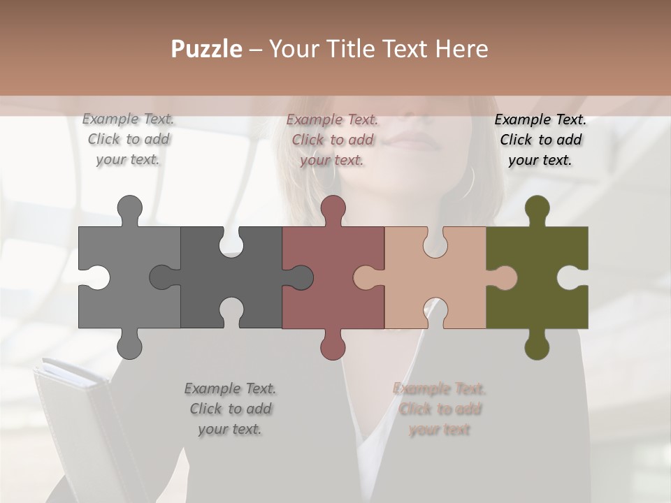 A Woman In A Business Suit Holding A Folder PowerPoint Template