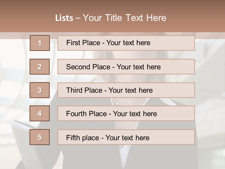 A Woman In A Business Suit Holding A Folder PowerPoint Template