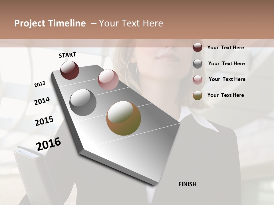 A Woman In A Business Suit Holding A Folder PowerPoint Template