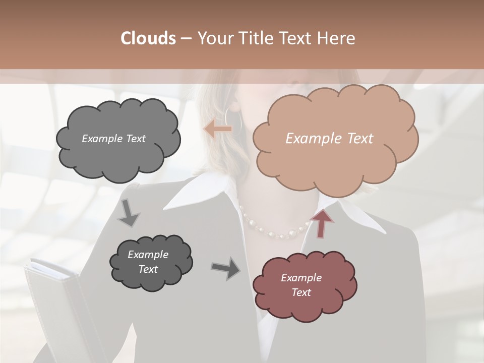 A Woman In A Business Suit Holding A Folder PowerPoint Template