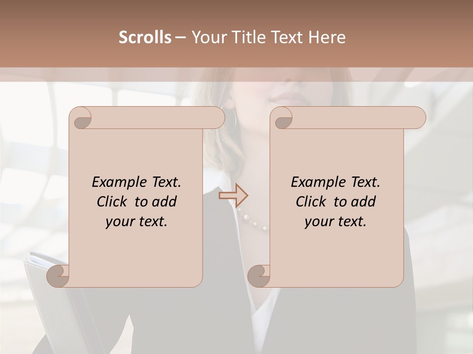 A Woman In A Business Suit Holding A Folder PowerPoint Template