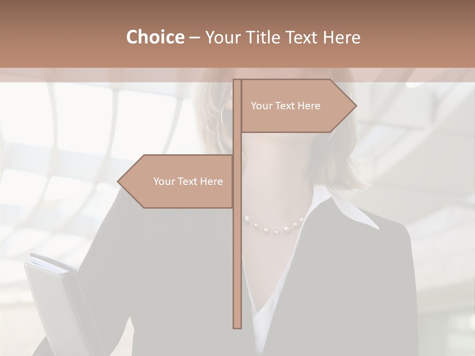 A Woman In A Business Suit Holding A Folder PowerPoint Template