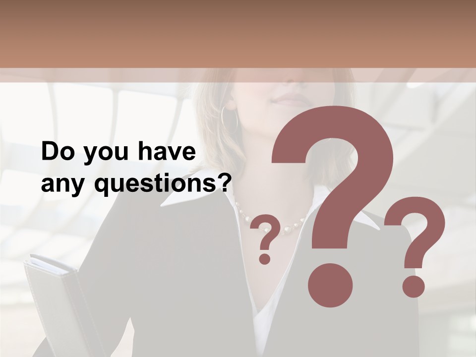 A Woman In A Business Suit Holding A Folder PowerPoint Template