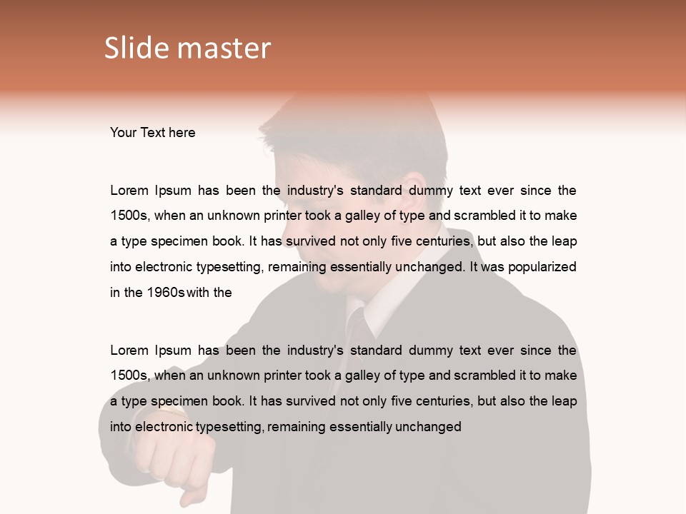 A Man In A Suit Is Holding His Hand Out PowerPoint Template