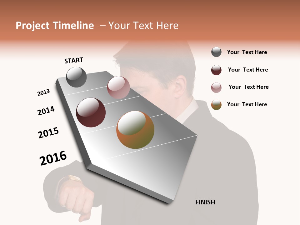 A Man In A Suit Is Holding His Hand Out PowerPoint Template