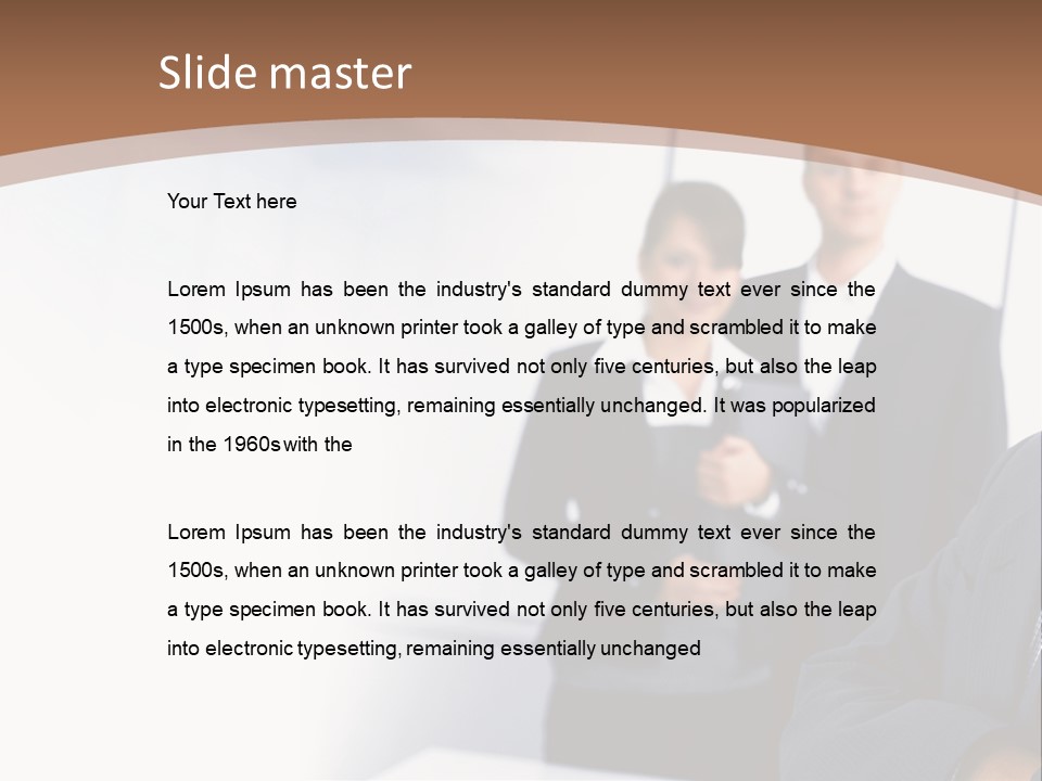 A Man In A Business Suit Standing In Front Of A Group Of People PowerPoint Template