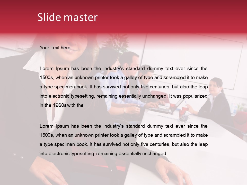 A Woman Sitting At A Table In Front Of A Group Of People PowerPoint Template