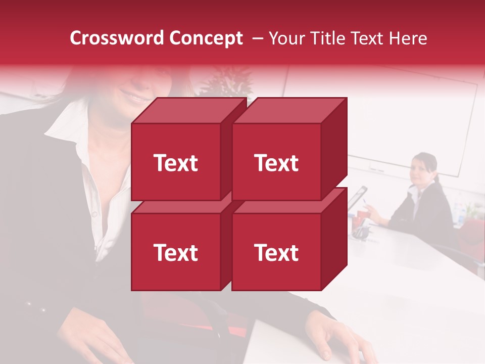 A Woman Sitting At A Table In Front Of A Group Of People PowerPoint Template