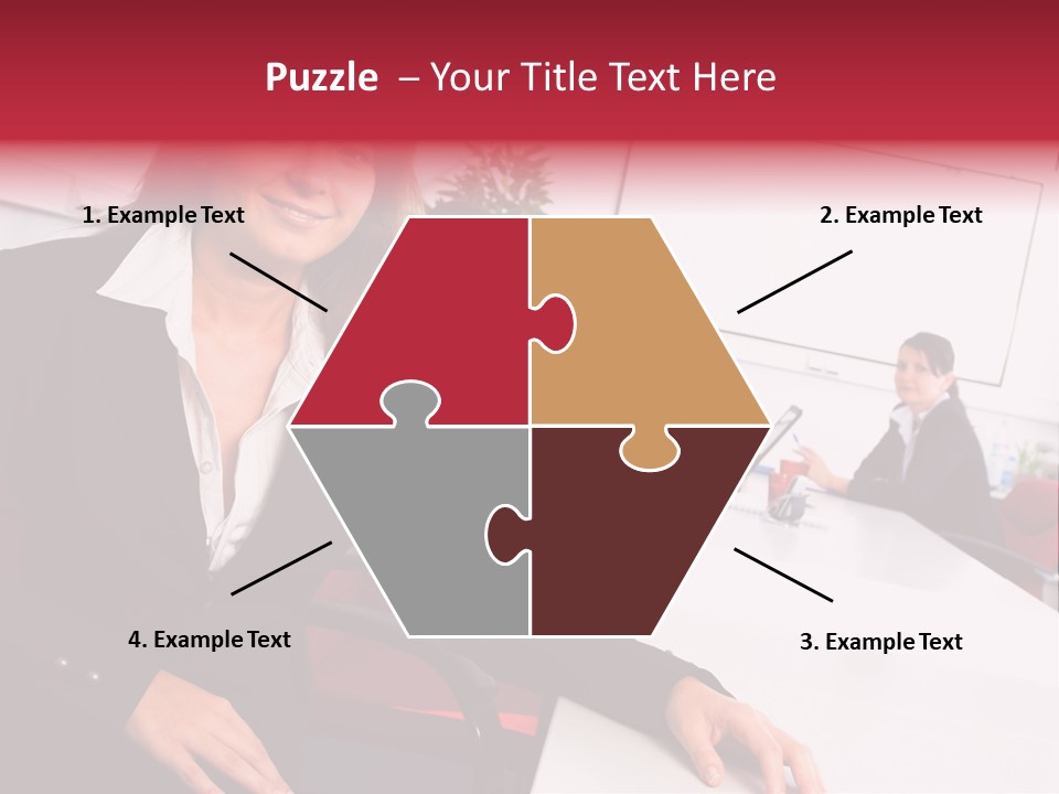 A Woman Sitting At A Table In Front Of A Group Of People PowerPoint Template