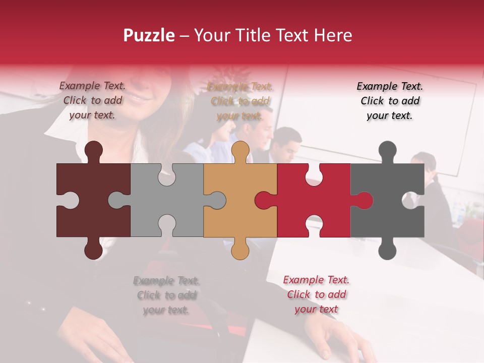 A Woman Sitting At A Table In Front Of A Group Of People PowerPoint Template