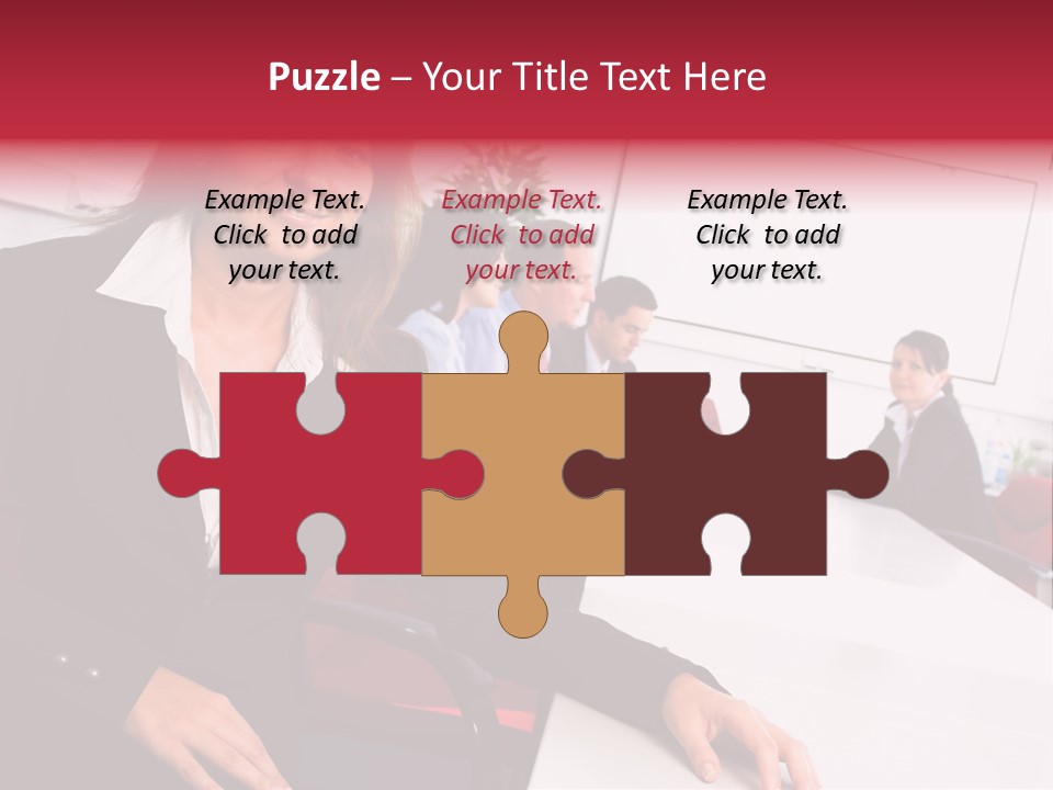 A Woman Sitting At A Table In Front Of A Group Of People PowerPoint Template