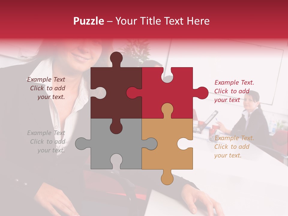 A Woman Sitting At A Table In Front Of A Group Of People PowerPoint Template