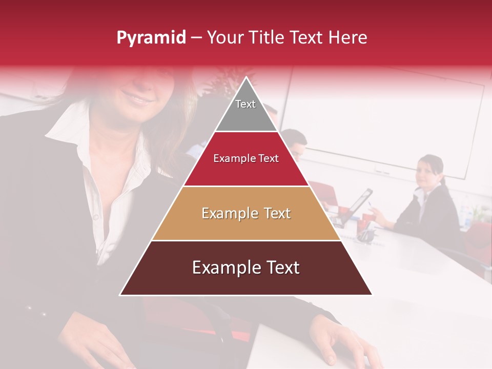 A Woman Sitting At A Table In Front Of A Group Of People PowerPoint Template