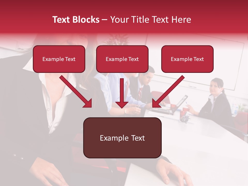 A Woman Sitting At A Table In Front Of A Group Of People PowerPoint Template