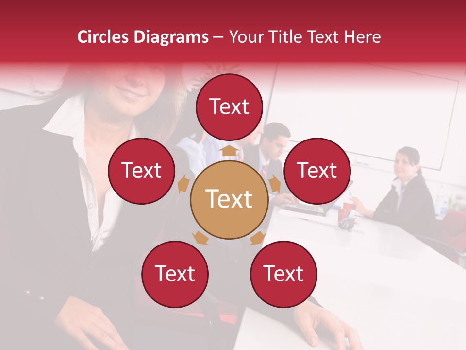 A Woman Sitting At A Table In Front Of A Group Of People PowerPoint Template