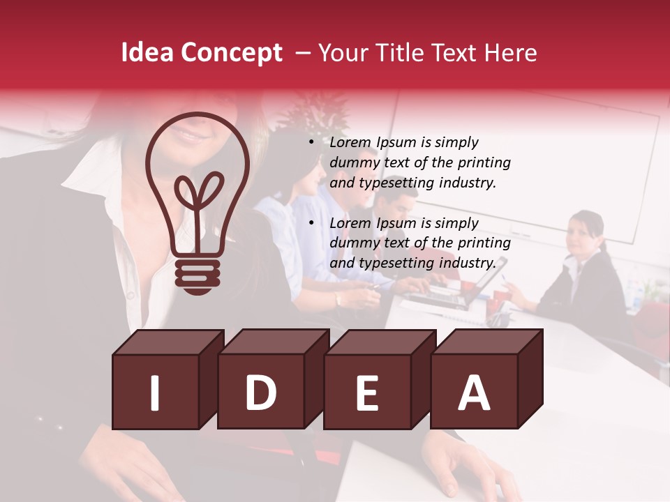 A Woman Sitting At A Table In Front Of A Group Of People PowerPoint Template