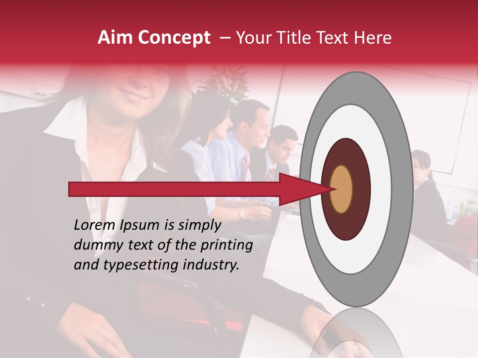 A Woman Sitting At A Table In Front Of A Group Of People PowerPoint Template