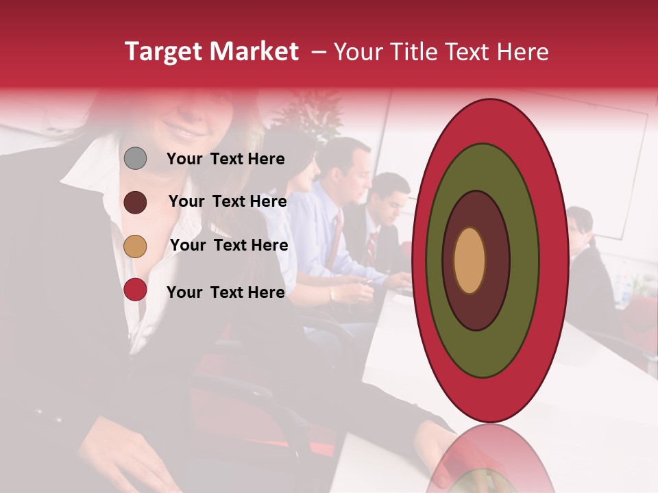 A Woman Sitting At A Table In Front Of A Group Of People PowerPoint Template