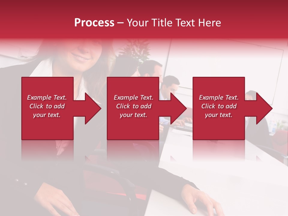 A Woman Sitting At A Table In Front Of A Group Of People PowerPoint Template
