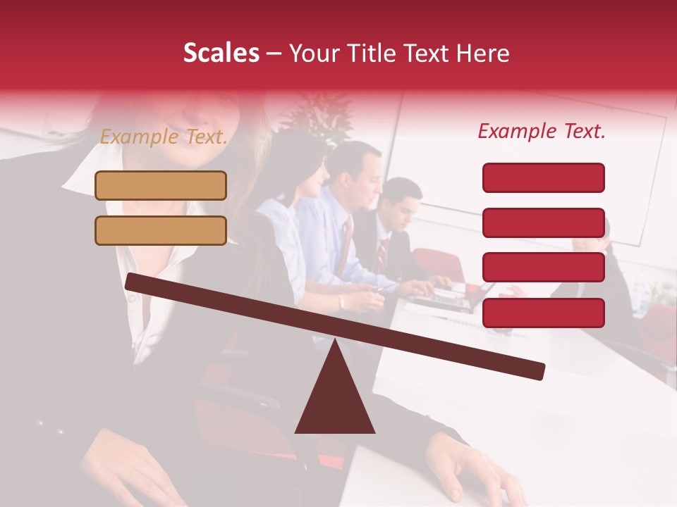 A Woman Sitting At A Table In Front Of A Group Of People PowerPoint Template